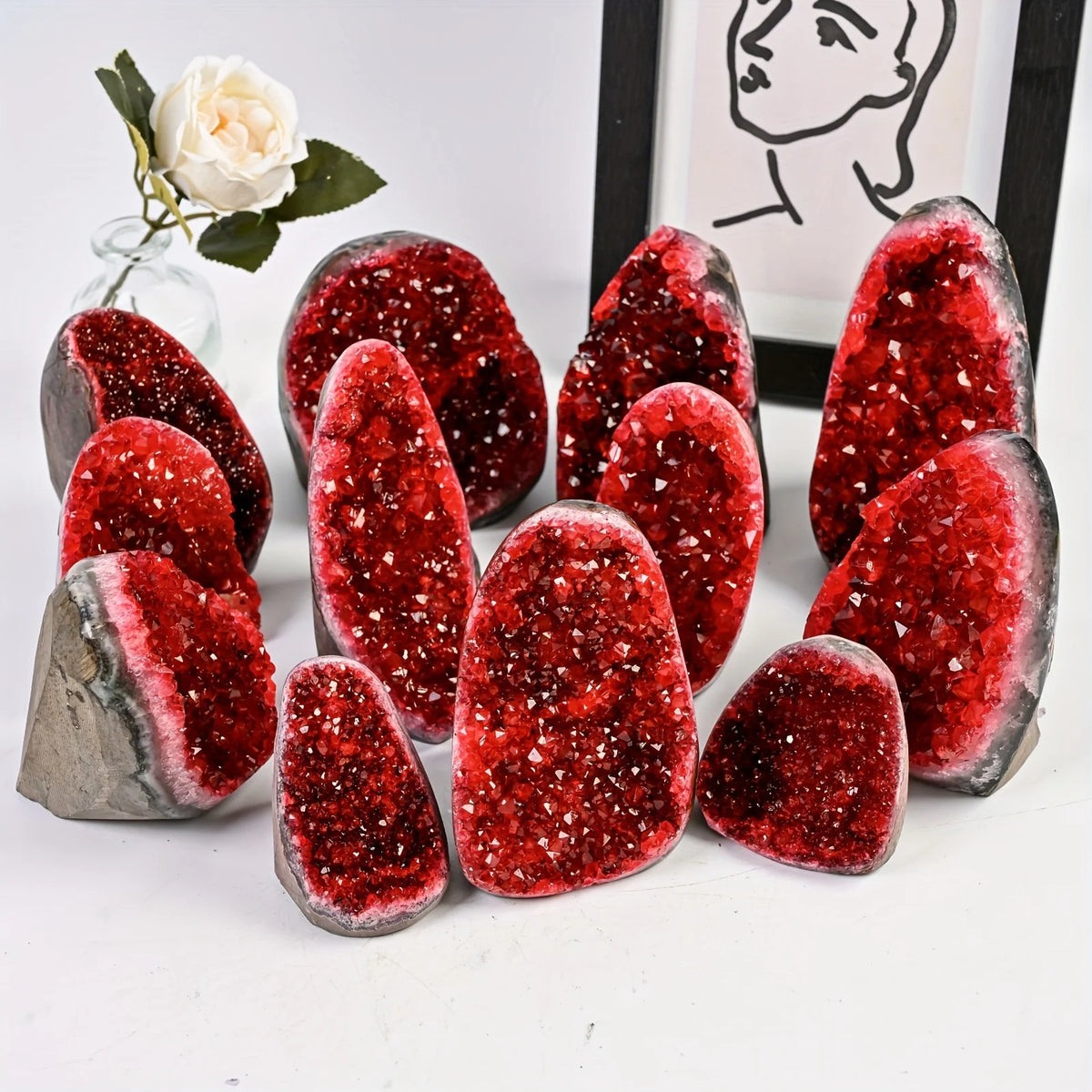 CrystalHola Geode Stone Display Cluster Decorative Home Office Ornament