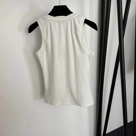 Mercerized Cotton Sleeveless Vest Top For Women Strappy Design