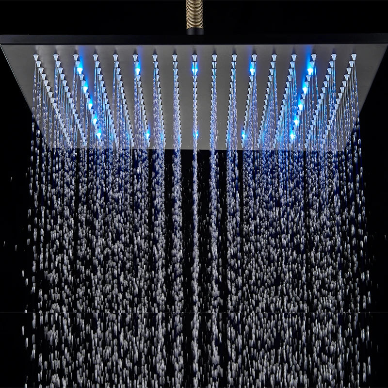 Quyanre Thermostatic Digital Shower Faucet Concealed Wall Rainfall System Set