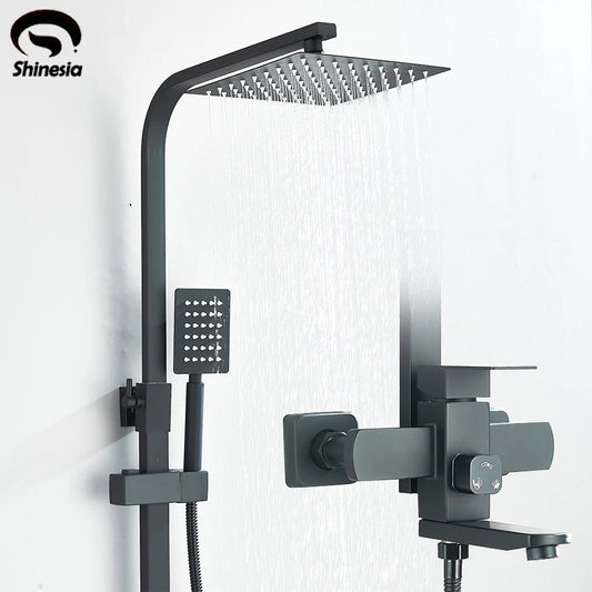 Shinesia Wall Mounted Bathroom Shower Faucet Swivel Spout Stainless Steel