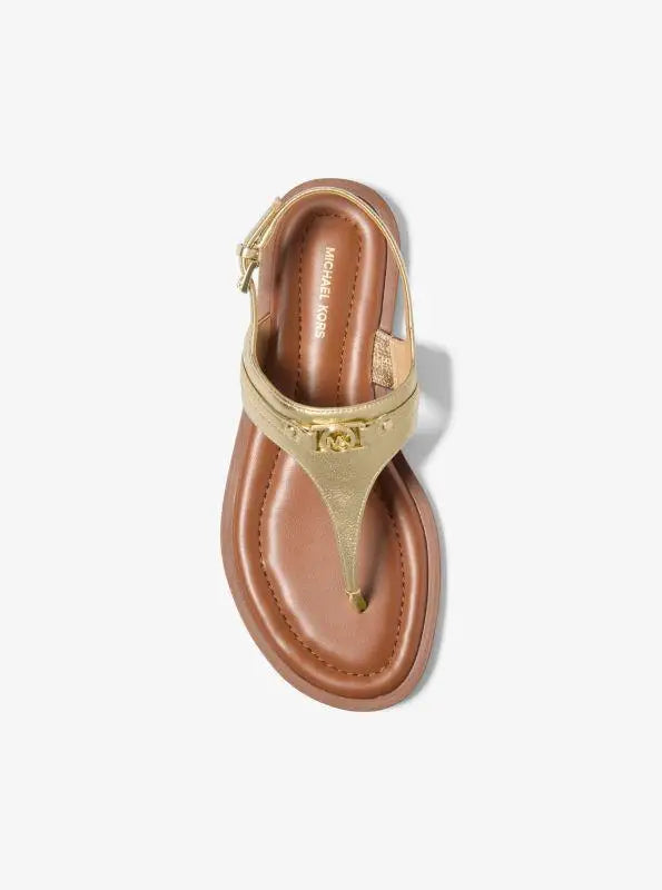 Michael Kors Mandy Metallic Leather T-Strap Sandal Women