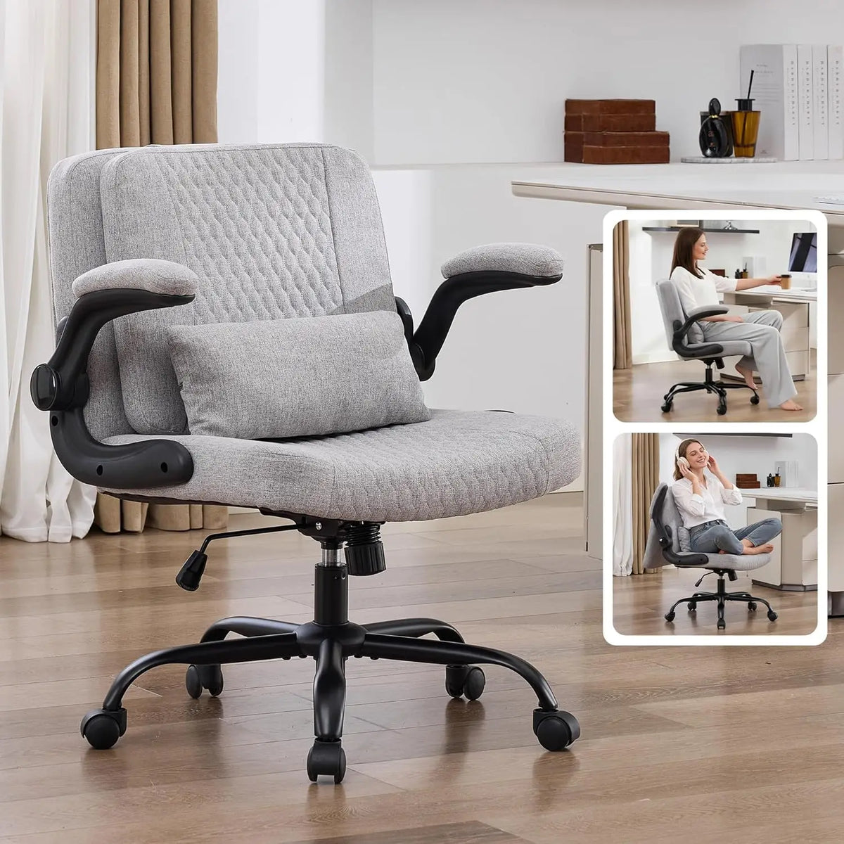 TCGBKAF Ergonomic Office Chair With Flip Backrest And PU Leather