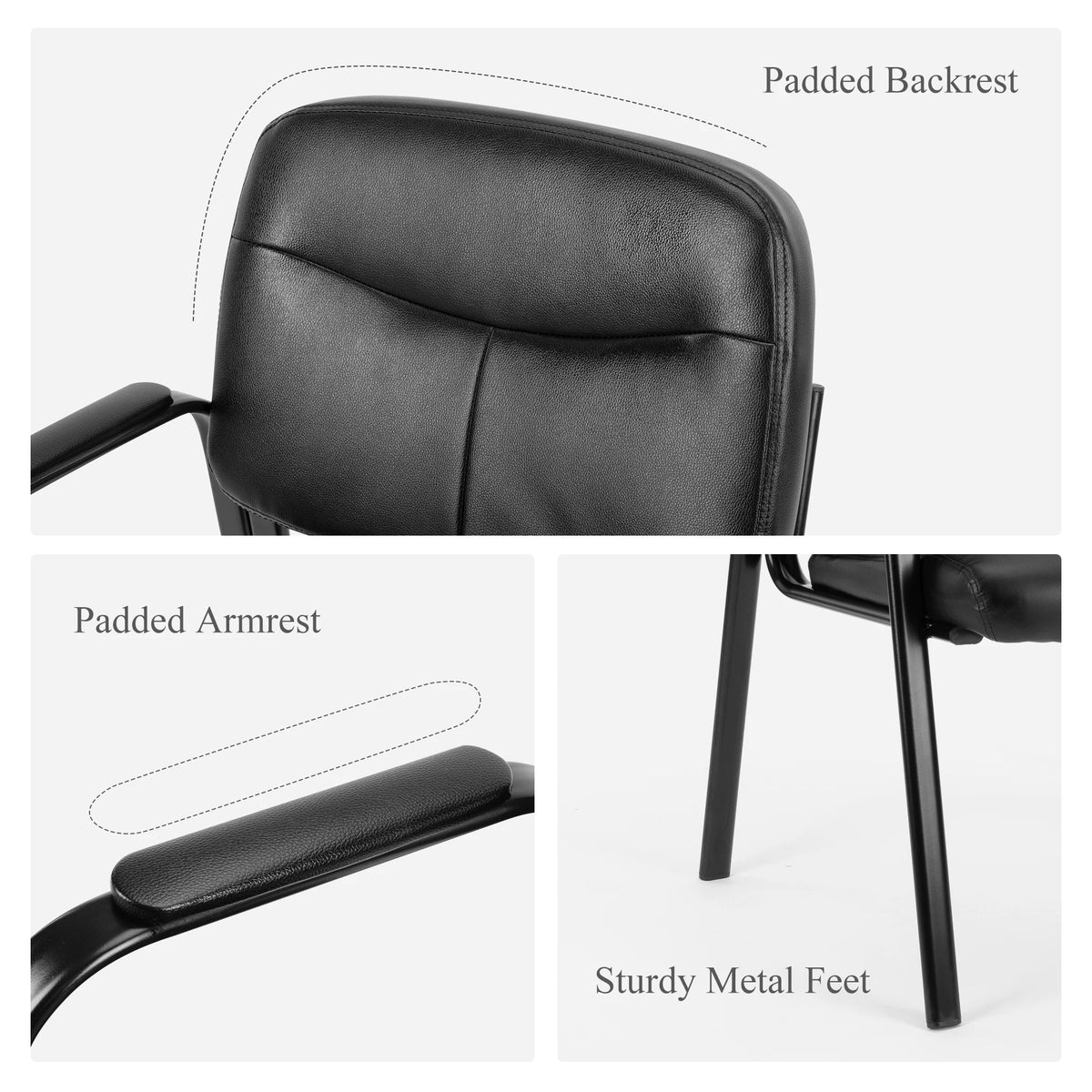JHK Ergonomic PU Leather Office Chair With Padded Backrest Armrests