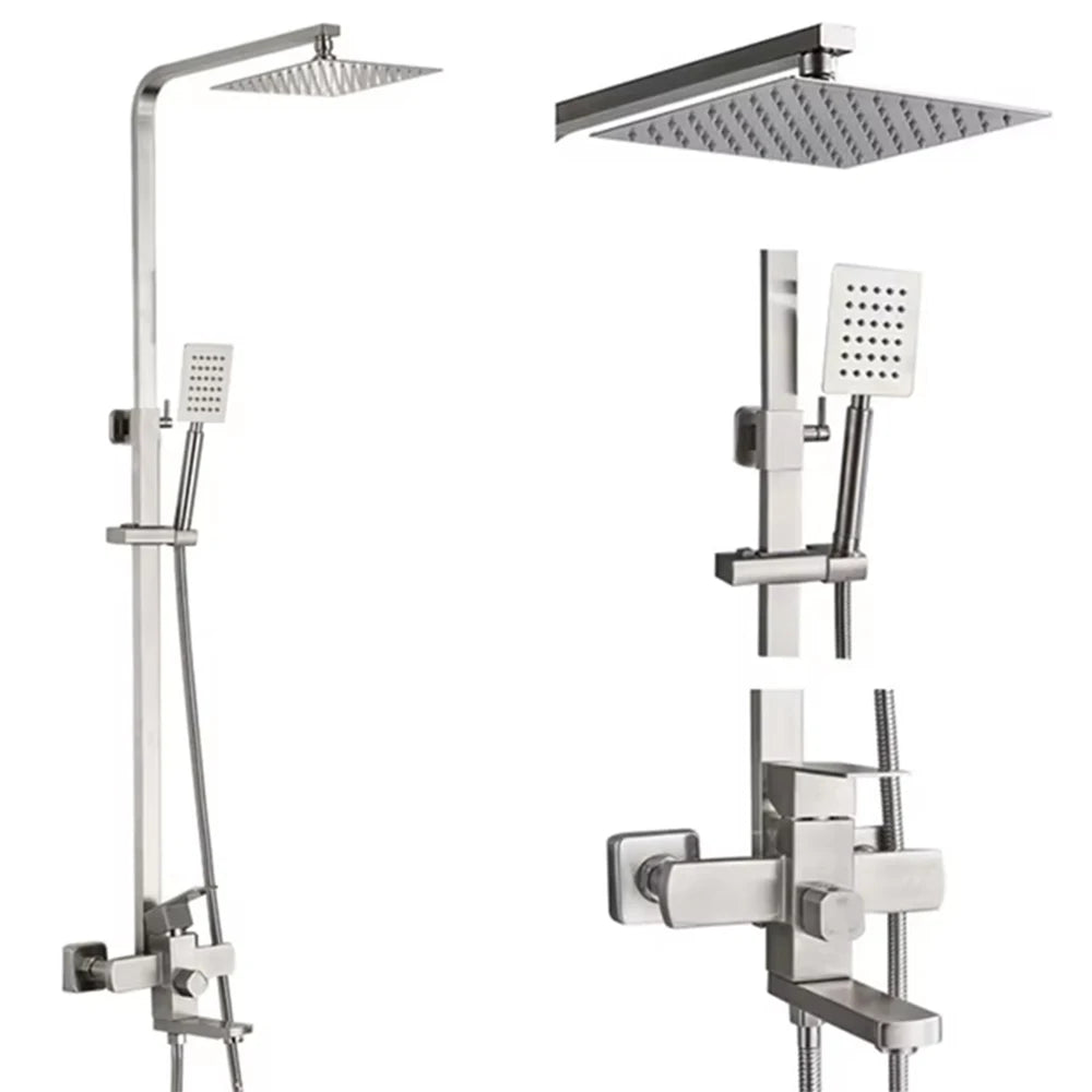 Shinesia Wall Mounted Bathroom Shower Faucet Swivel Spout Stainless Steel