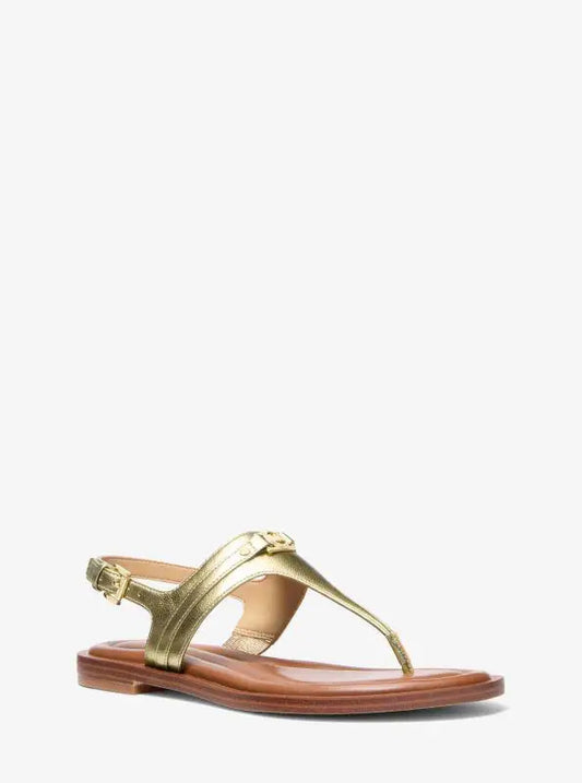 Michael Kors Mandy Metallic Leather T-Strap Sandal Women
