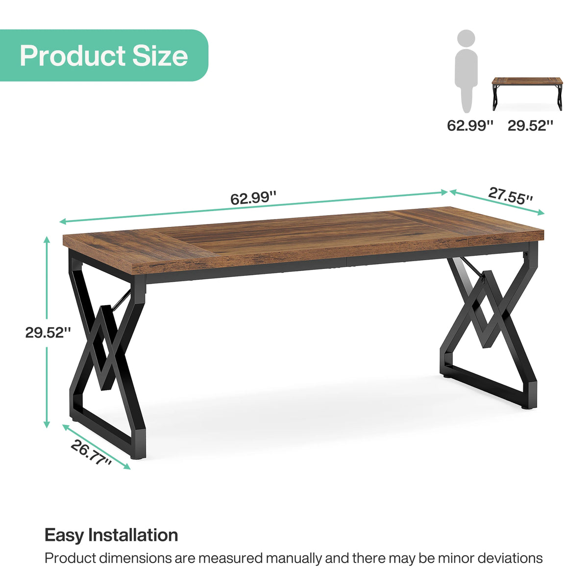Tribesigns Industrial Executive Heavy Duty Home Office Desk Metal Frame