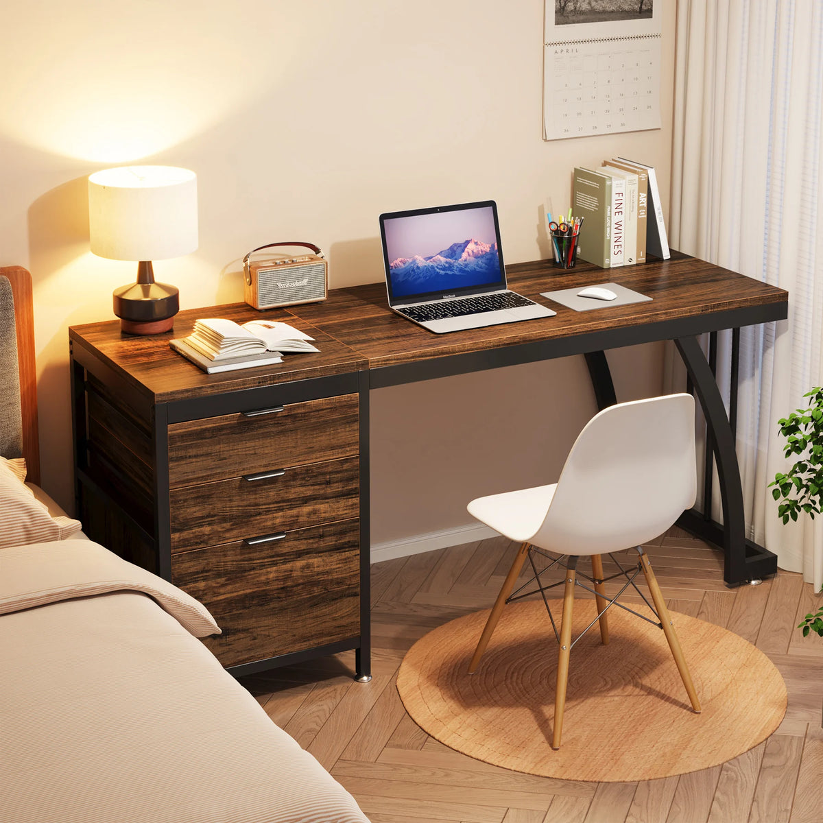 Tribesigns Computer Desk With Three Drawers Home Office Writing Workstation