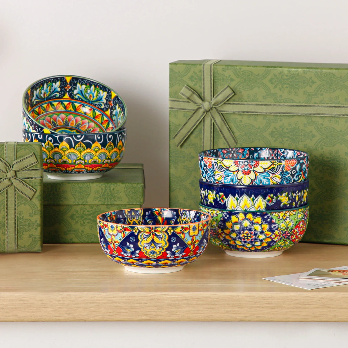 Malacasa Ceramic Cereal And Soup Bowl Set Bohemian Floral Design