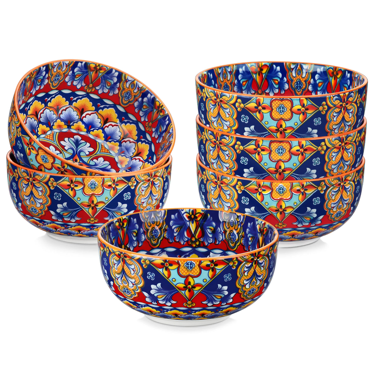Malacasa Ceramic Cereal And Soup Bowl Set Bohemian Floral Design