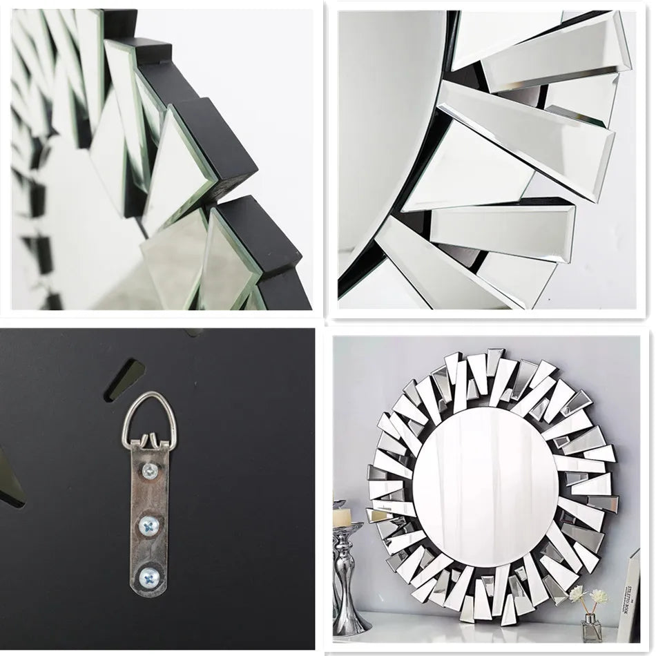 Luvodi Round Starburst Wall Mirror For Modern Home Decor
