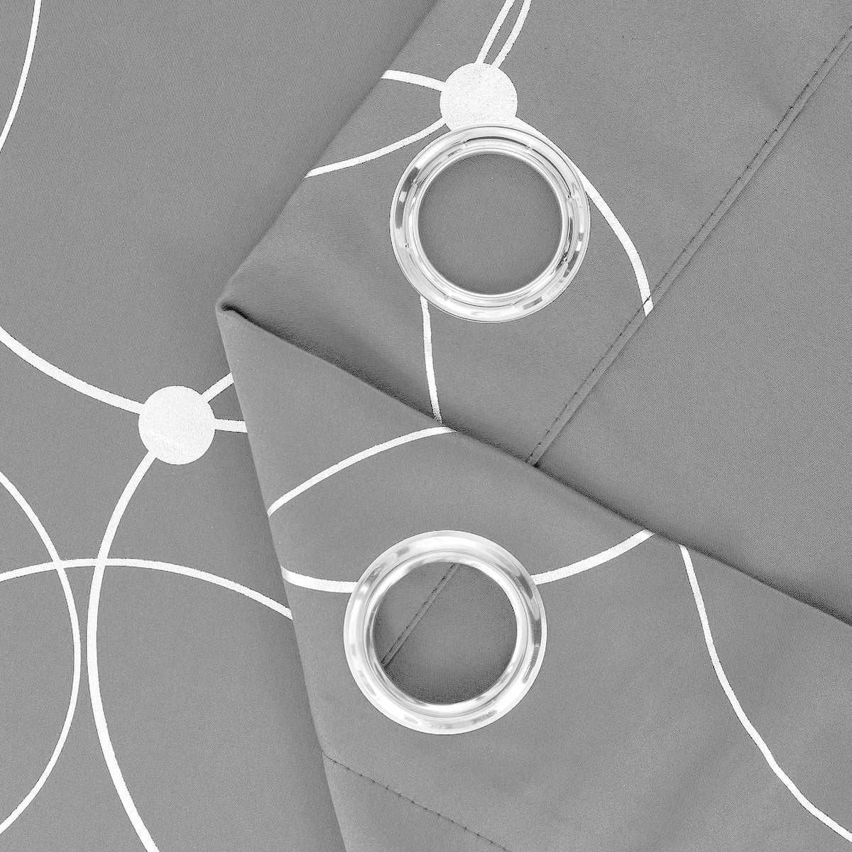 Room Darkening Blackout Curtains With Grommet And Foil Pattern