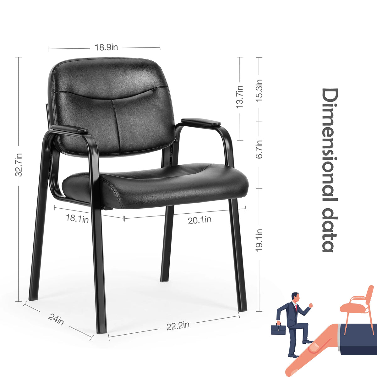 JHK Ergonomic PU Leather Office Chair With Padded Backrest Armrests