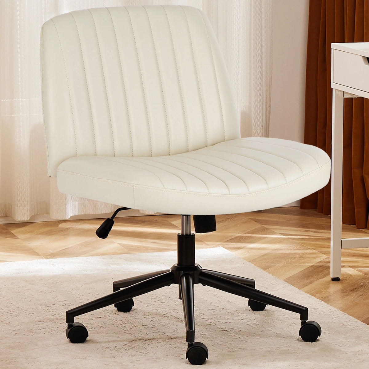 JHK Armless PU Leather Swivel Chair Height Adjustable Office Furniture