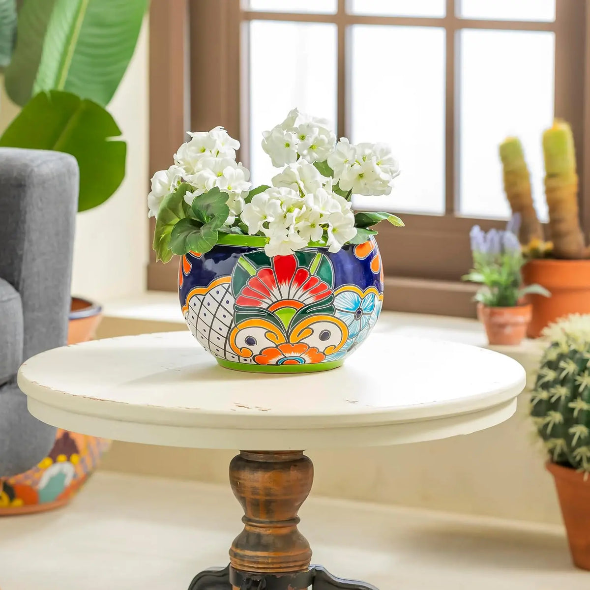 Authentic Mexican Talavera Ceramic Flower Plant Pot