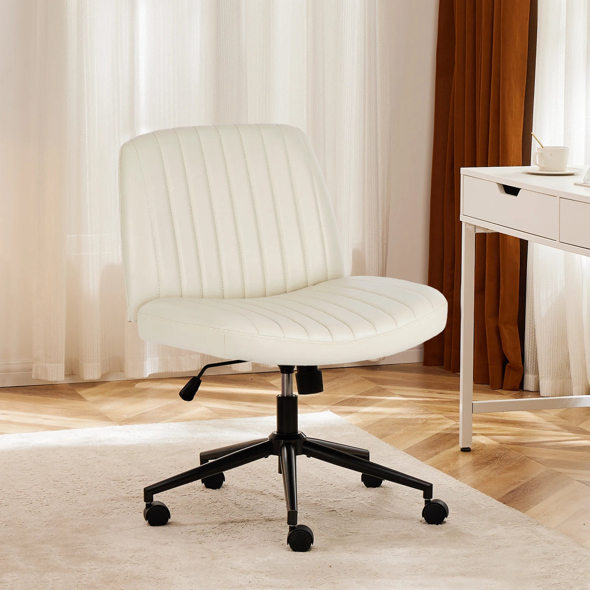 JHK Armless PU Leather Swivel Chair Height Adjustable Office Furniture