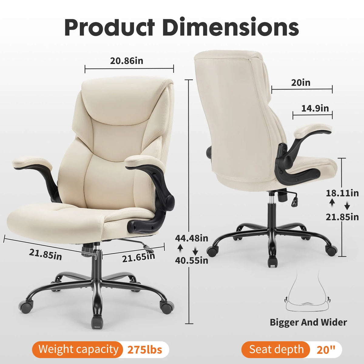 JHK Ergonomic Office Chair Heavy Duty PU Leather Adjustable Swivel