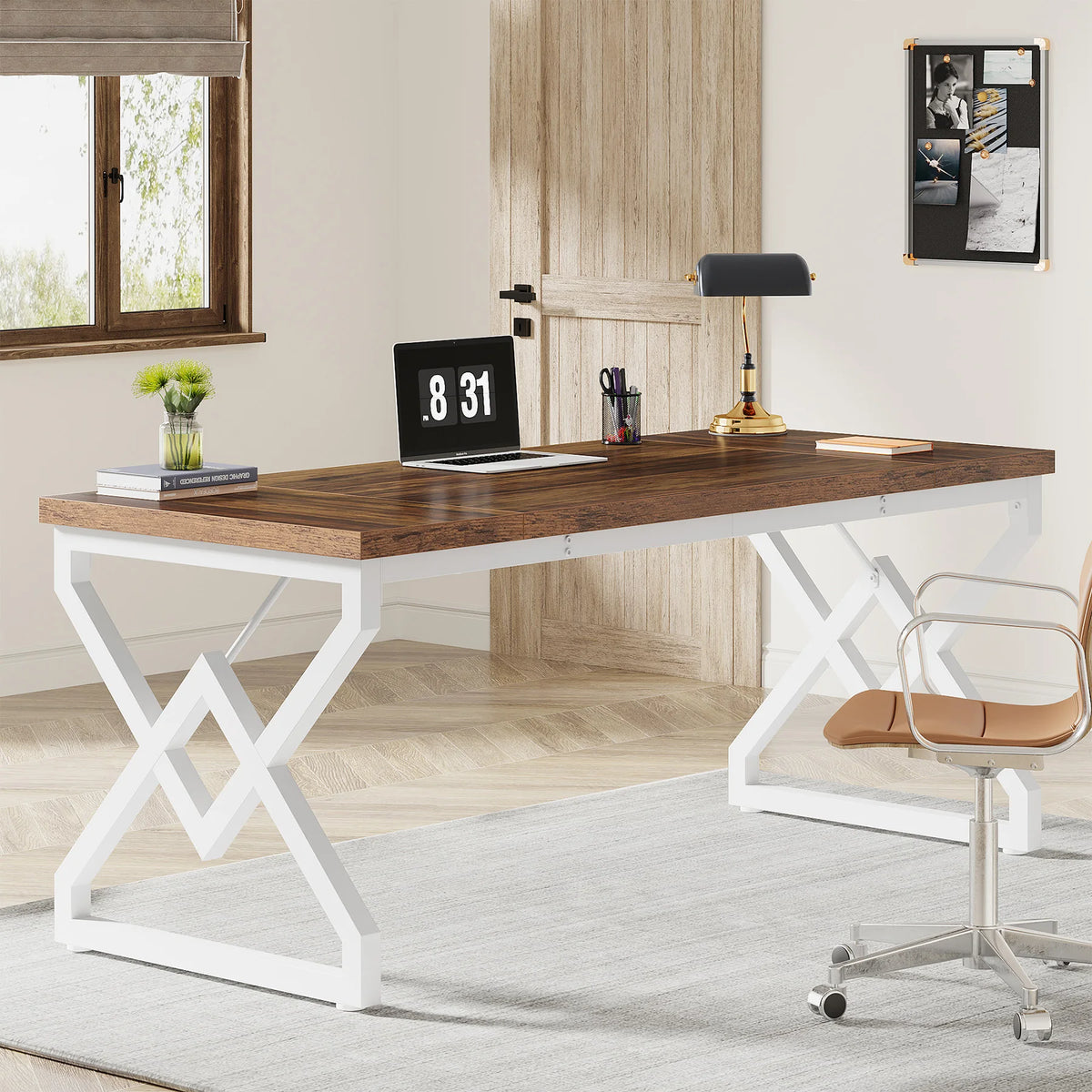 Tribesigns Industrial Executive Heavy Duty Home Office Desk Metal Frame