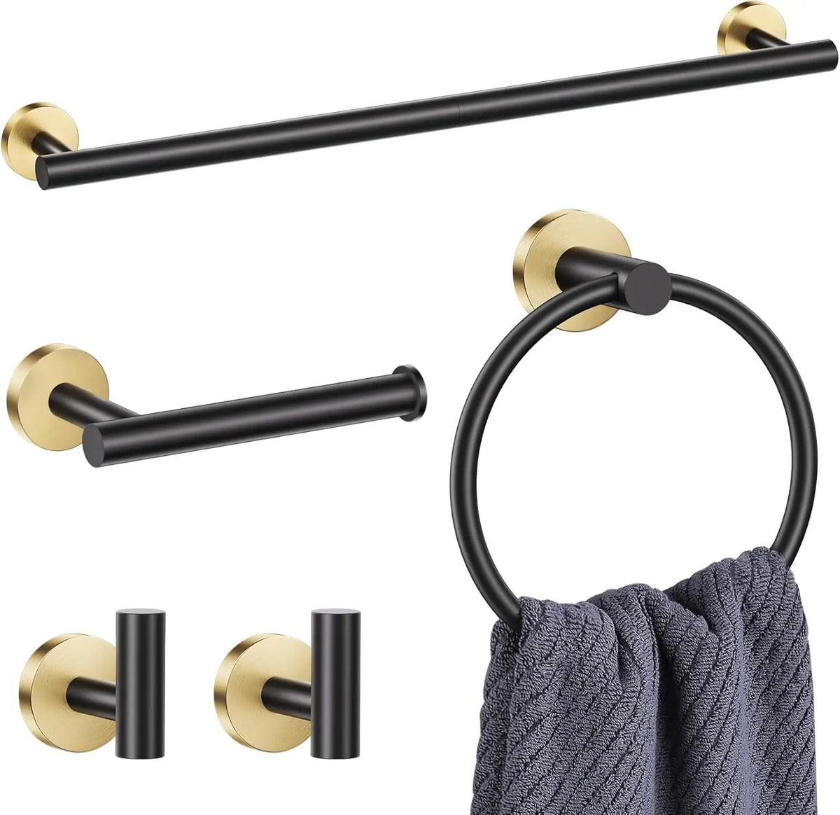 Wall Stainless Steel Bathroom Hardware Set Towel Bar Ring Holder
