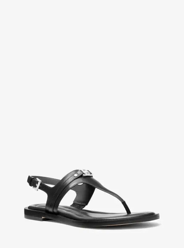Michael Kors Mandy Leather T-Strap Sandal Womens Sandals Comfort