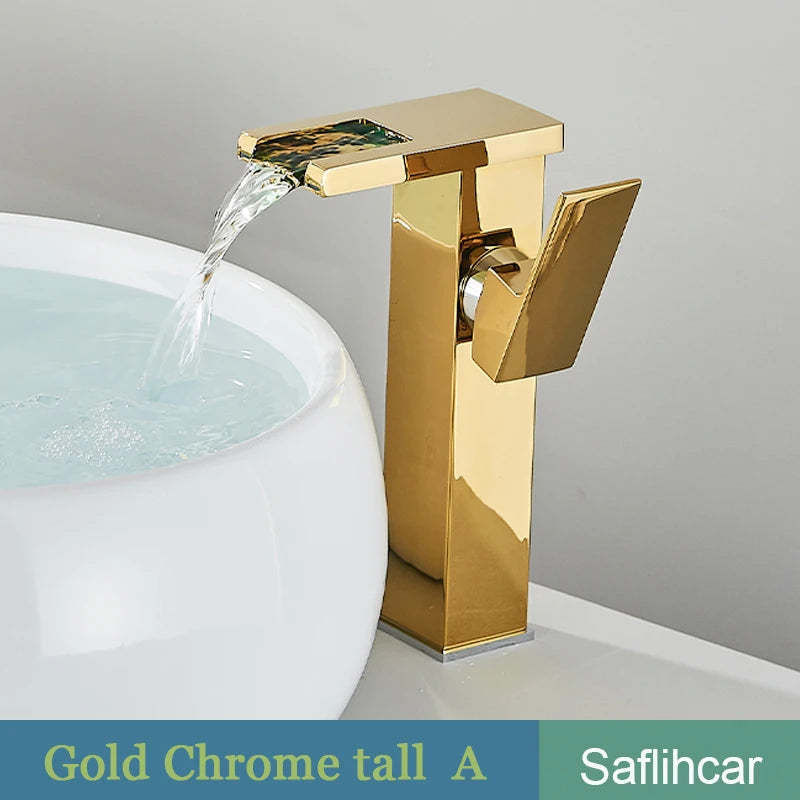 SAFLIHCAR LED Basin Faucet Single Handle Deck Mounted Bathroom Tap