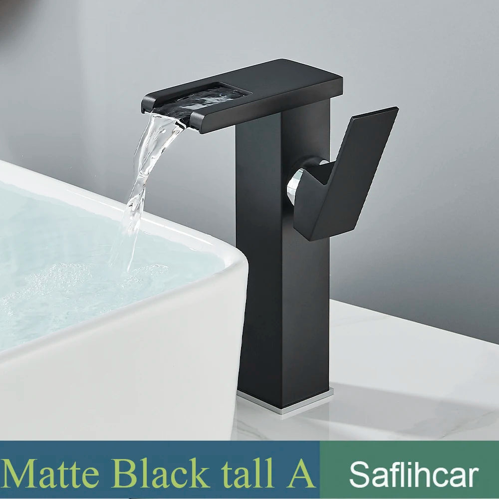 SAFLIHCAR LED Basin Faucet Single Handle Deck Mounted Bathroom Tap