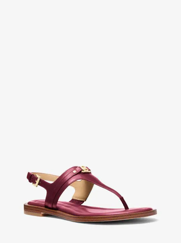 Michael Kors Mandy Leather T-Strap Sandal Womens Sandals Comfort