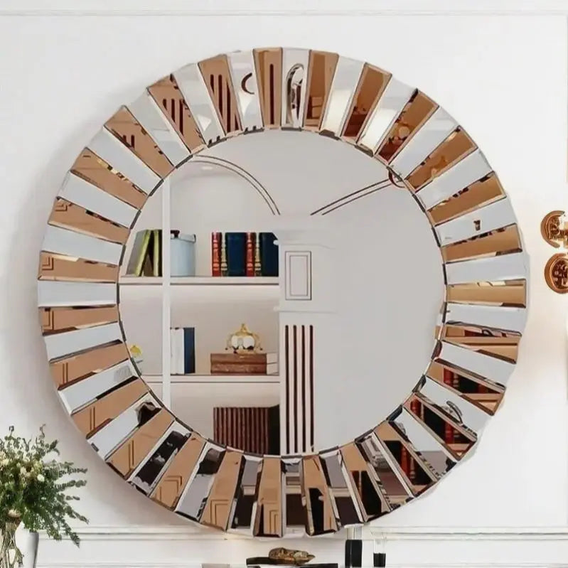 Round Starburst Decorative Wall Mirror For Home Accent Decor