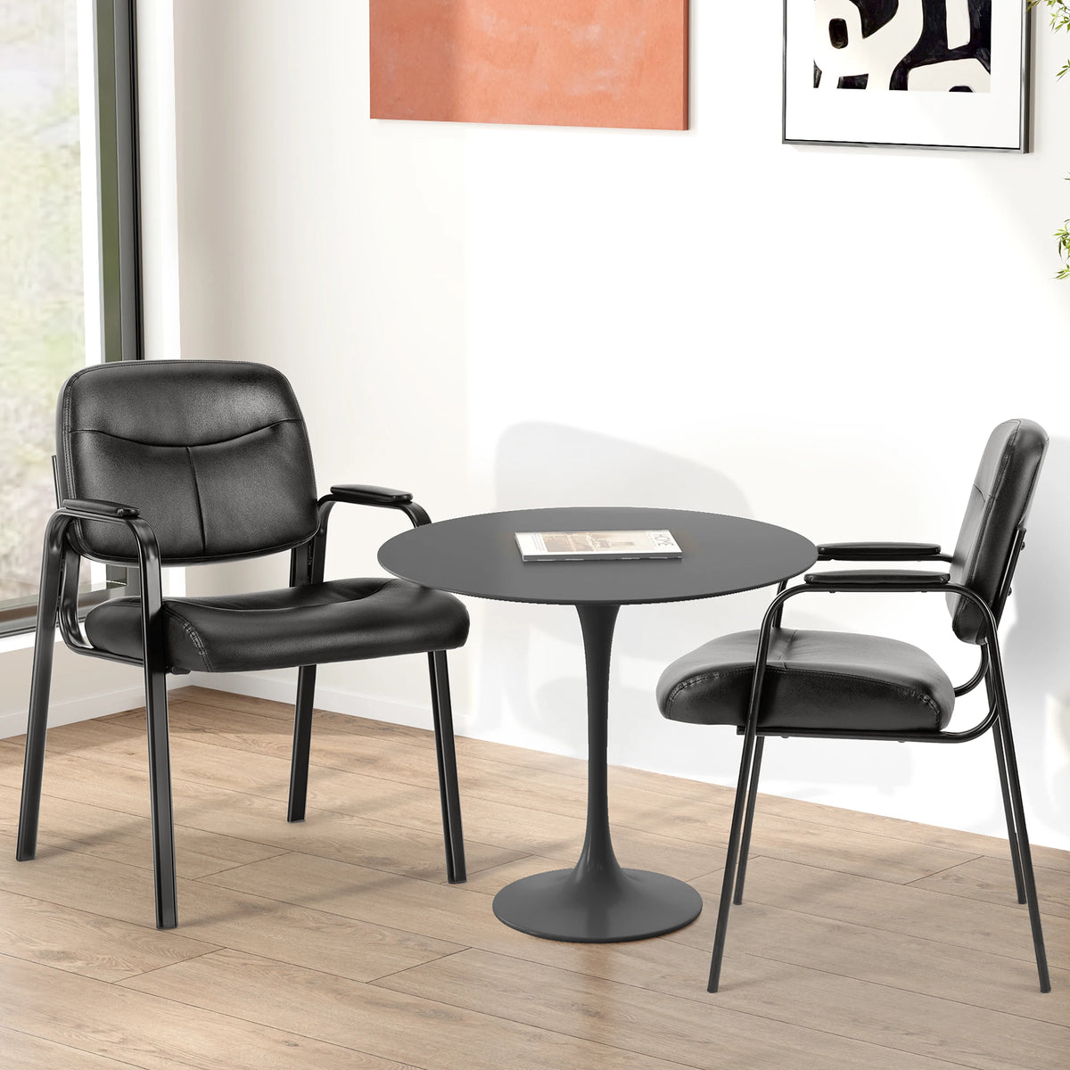 JHK Ergonomic PU Leather Office Chair With Padded Backrest Armrests