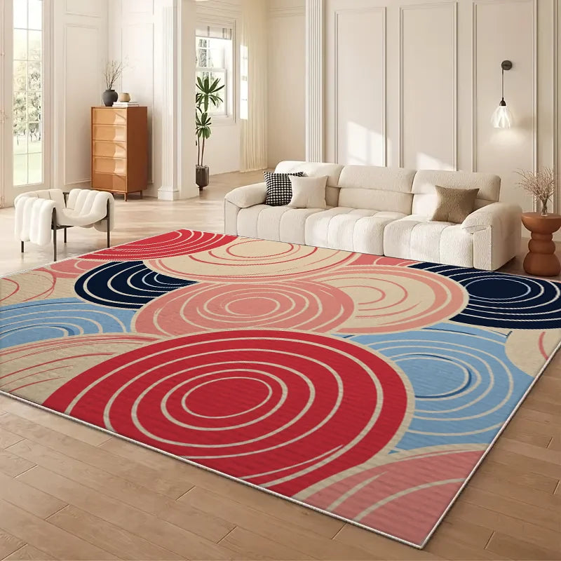 Vikama Modern Striped Floral Non Slip Polyester Living Room Rug