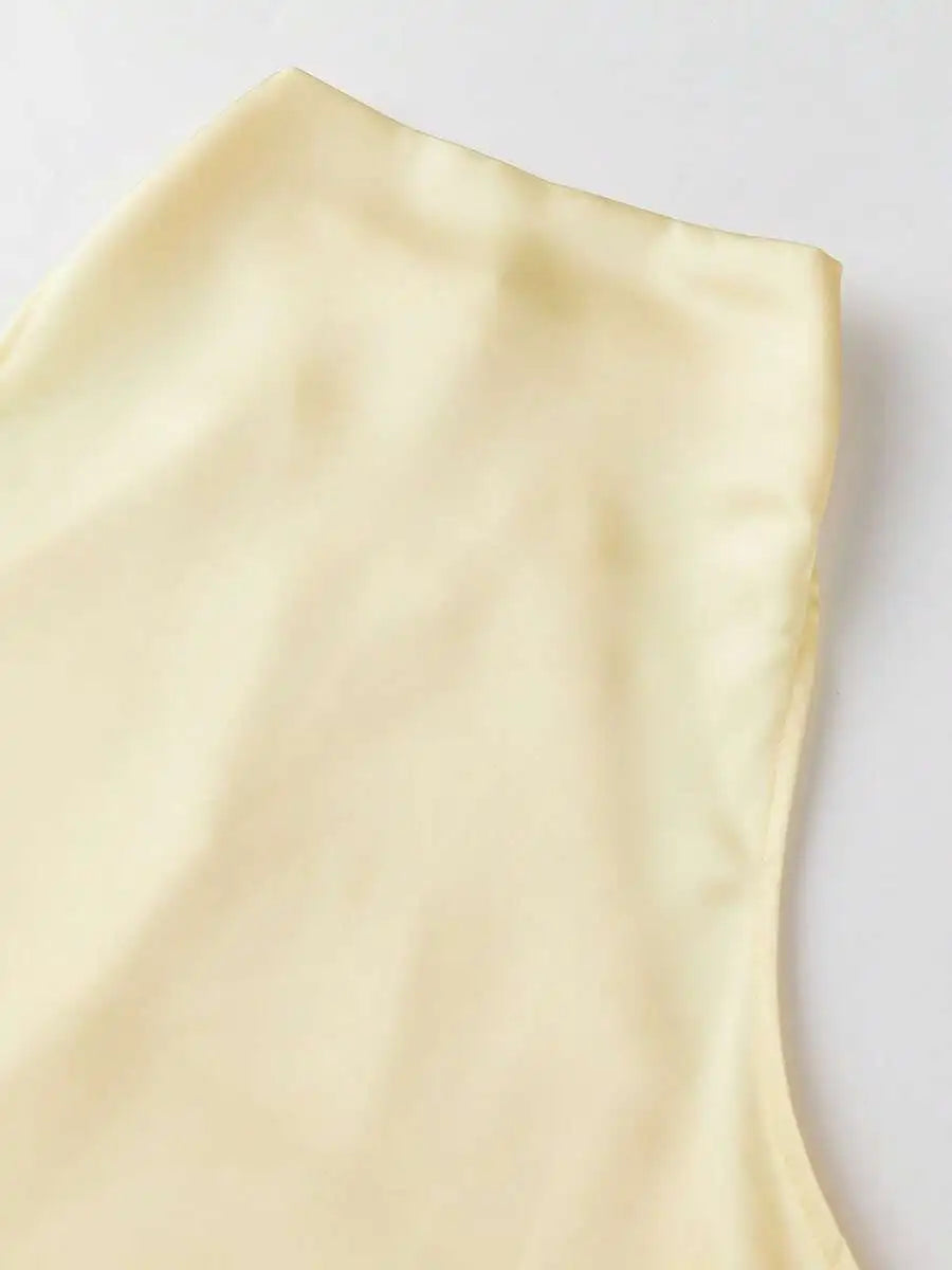 Satin Halter Neck Sleeveless Blouse With Cowl Neck Silky Fabric