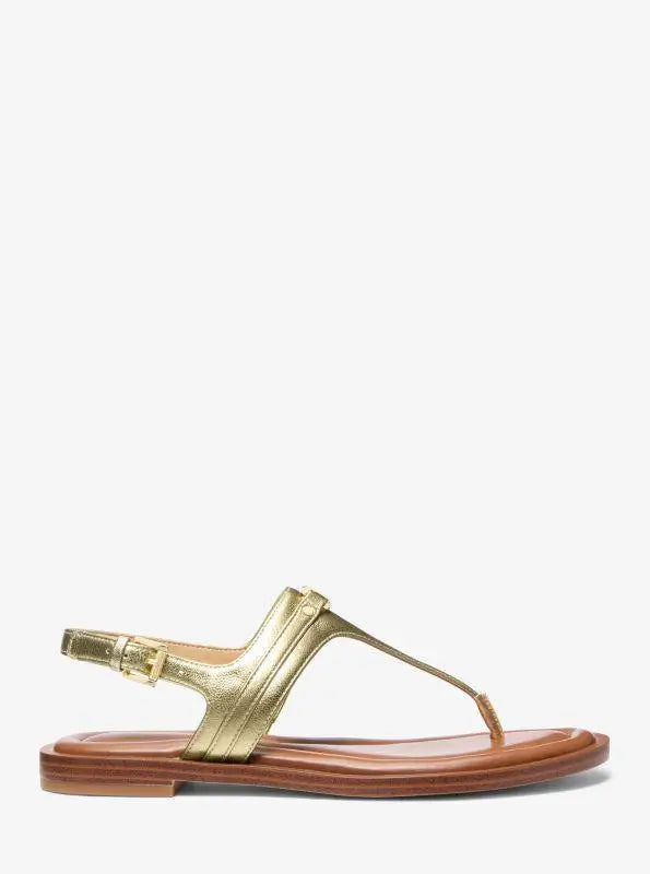 Michael Kors Mandy Metallic Leather T-Strap Sandal Women