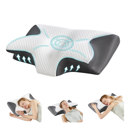 JHK Ergonomic Cervical Memory Foam Pillow With Cooling Case