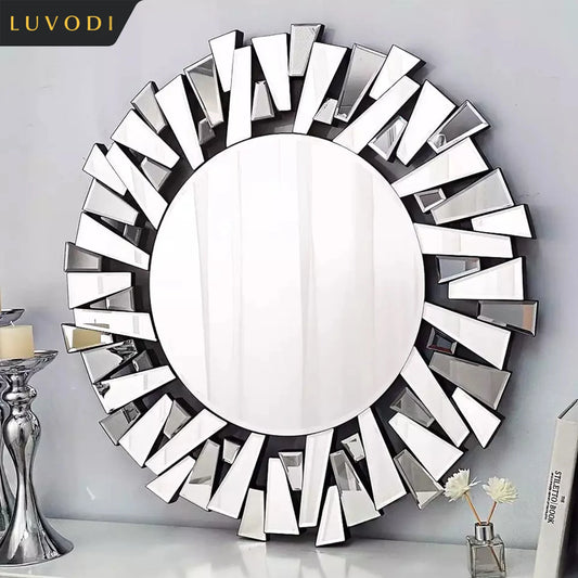 Luvodi Round Starburst Wall Mirror For Modern Home Decor