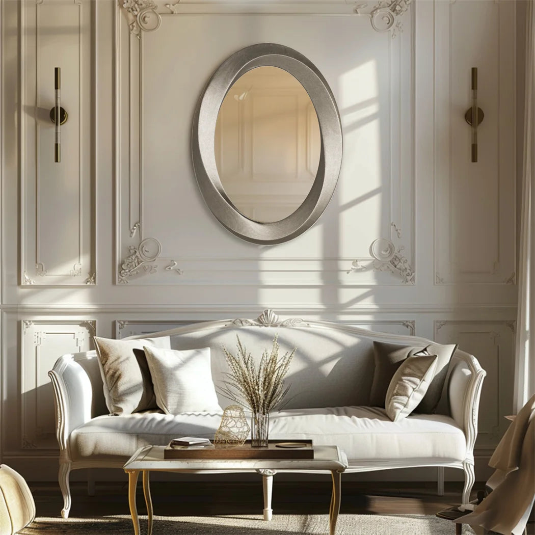 Luvodi Antique Beveled Framed Oval Glass Wall Mirror