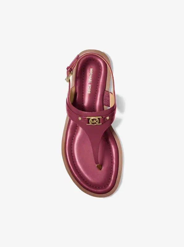 Michael Kors Mandy Leather T-Strap Sandal Womens Sandals Comfort