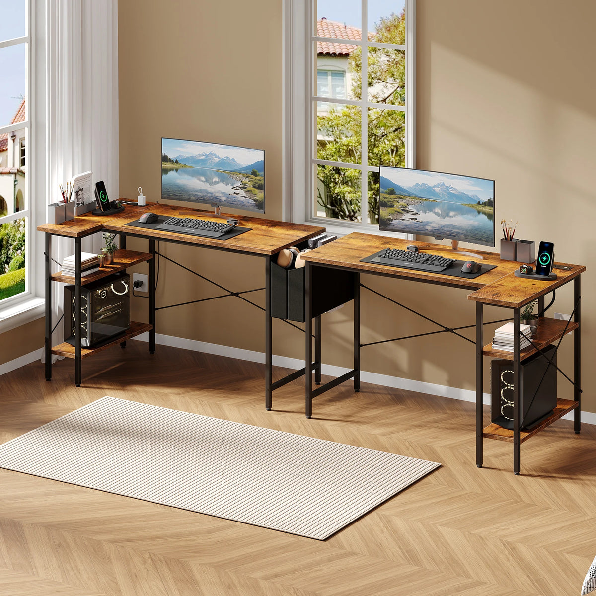 JHK Corner Gaming Desk Power Strip Storage Organizer Hanging Shelf
