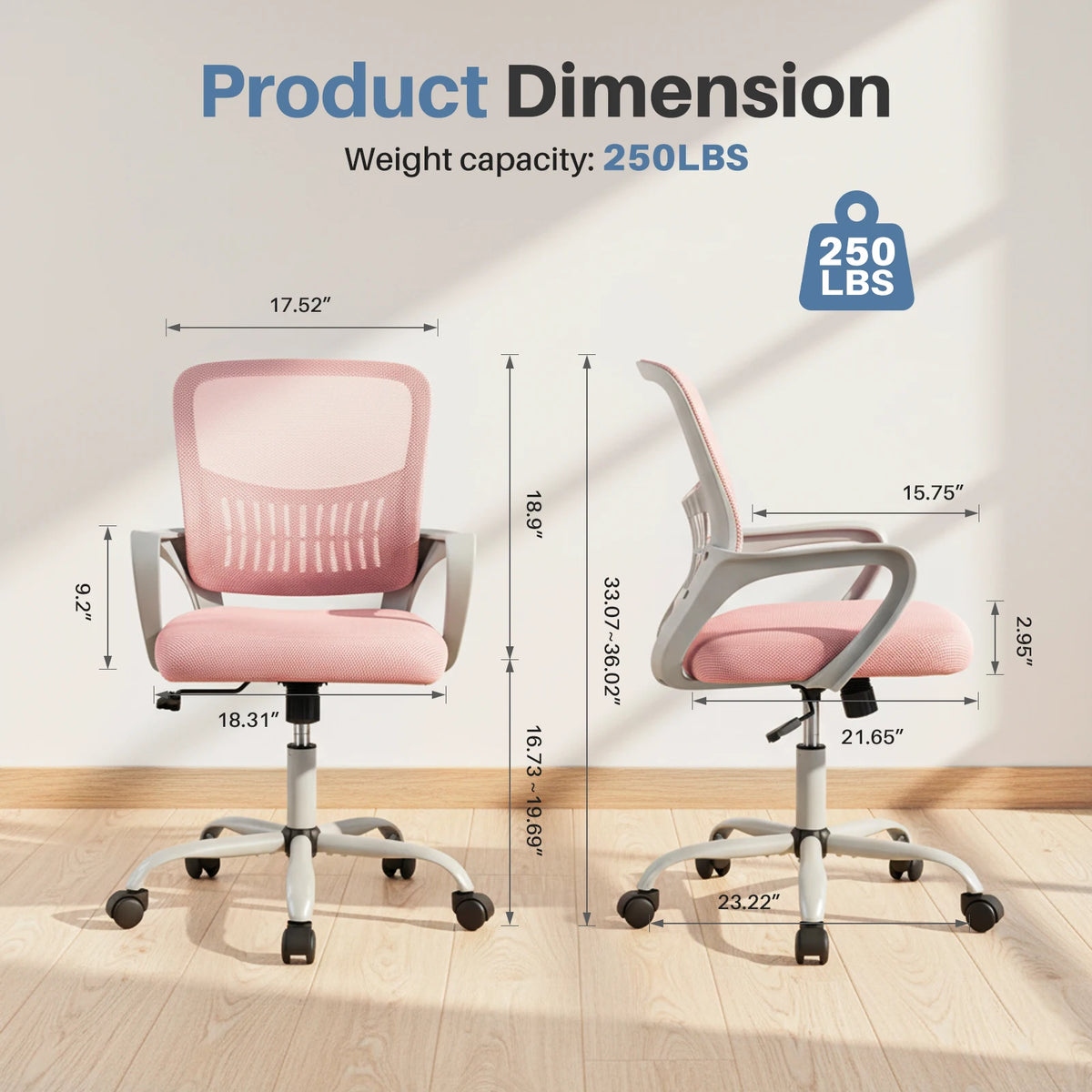 MCQ Ergonomic Office Chair Featuring Lumbar Support Adjustable Height Swivel