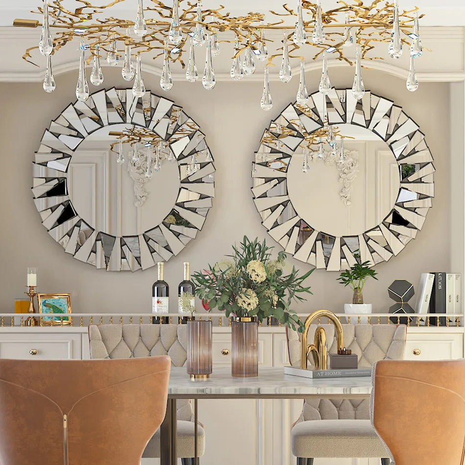 Luvodi Round Starburst Wall Mirror For Modern Home Decor