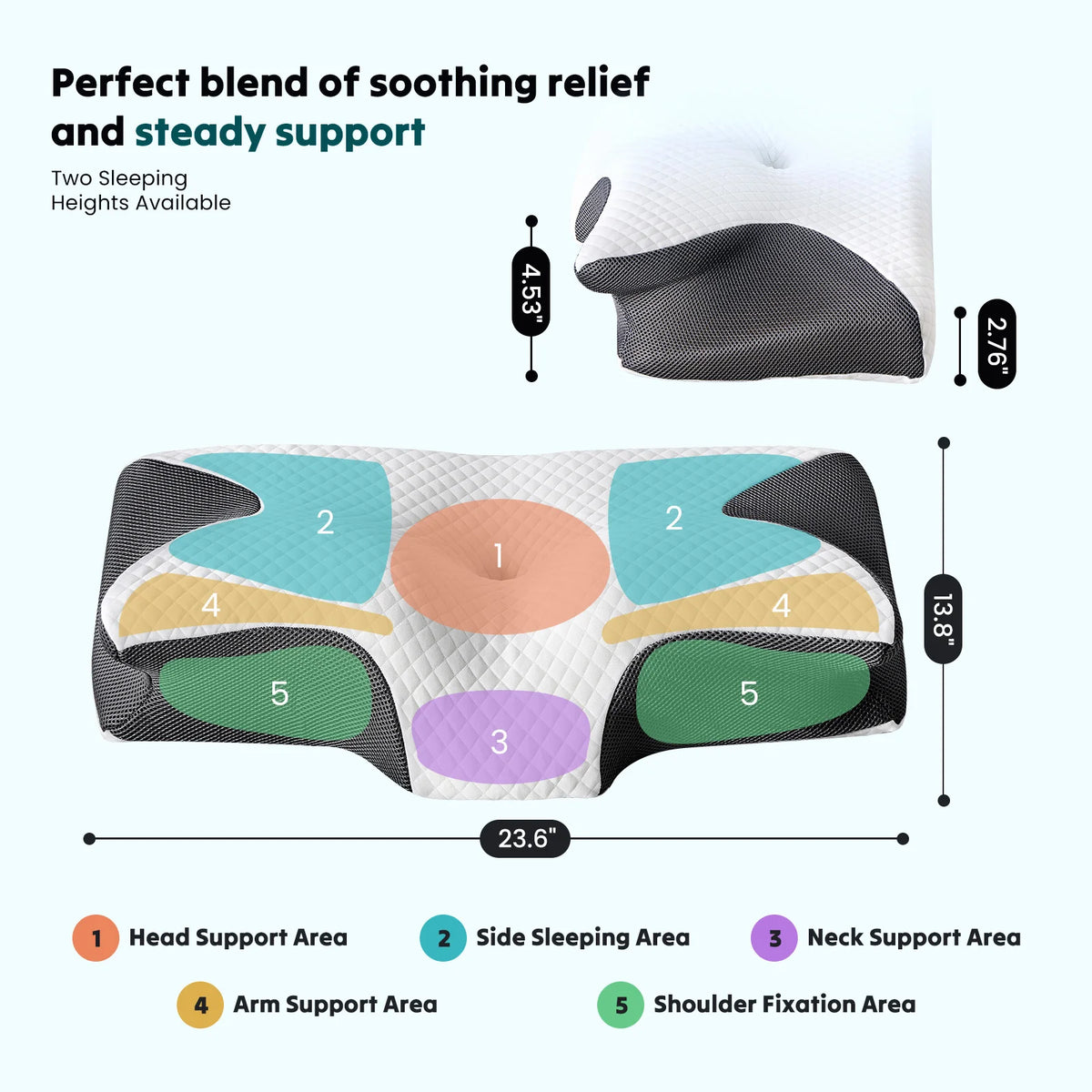 JHK Ergonomic Cervical Memory Foam Pillow With Cooling Case
