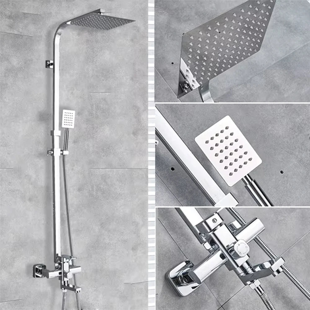 Shinesia Wall Mounted Bathroom Shower Faucet Swivel Spout Stainless Steel