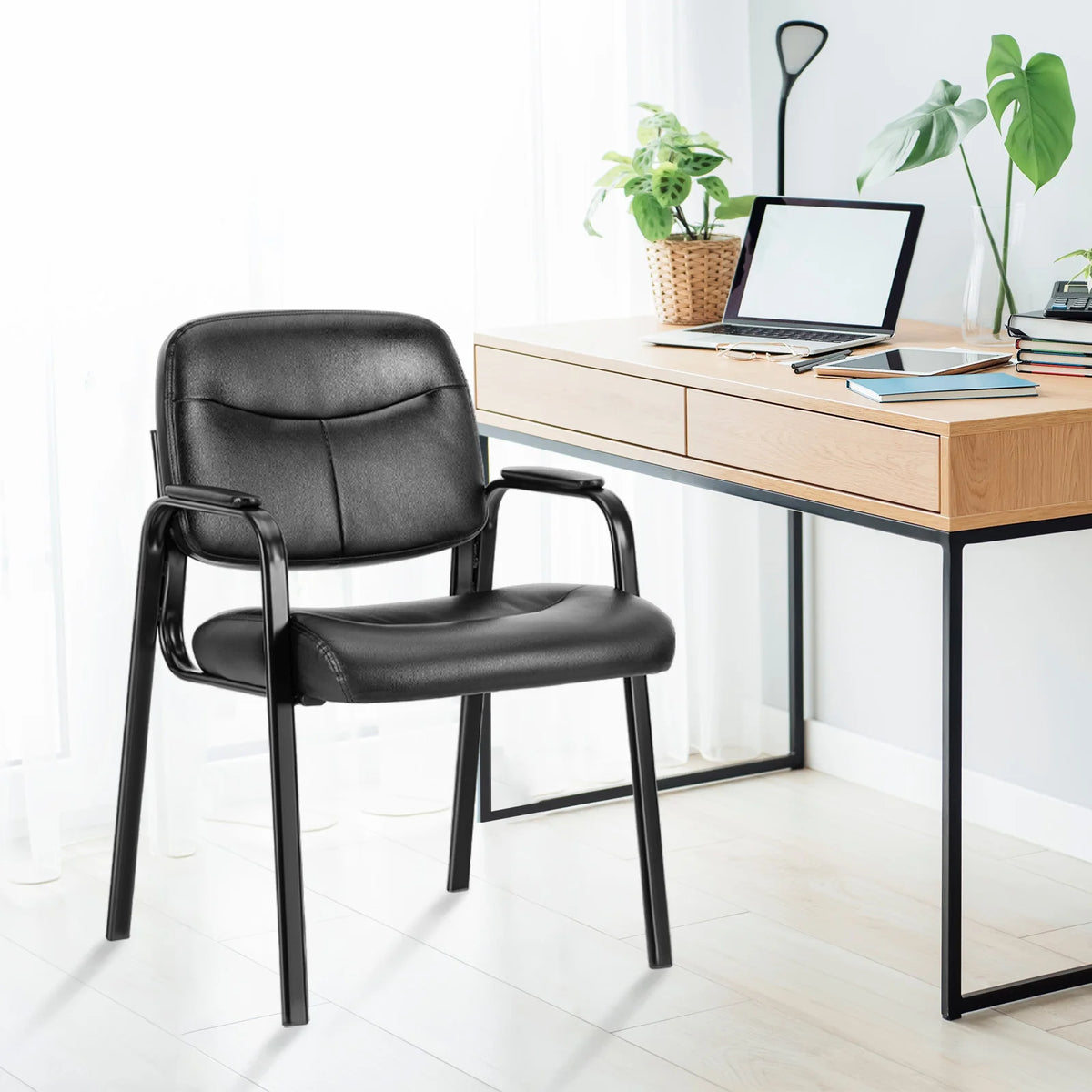 JHK Ergonomic PU Leather Office Chair With Padded Backrest Armrests