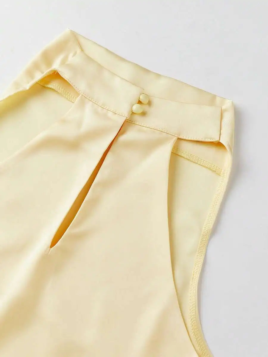 Satin Halter Neck Sleeveless Blouse With Cowl Neck Silky Fabric