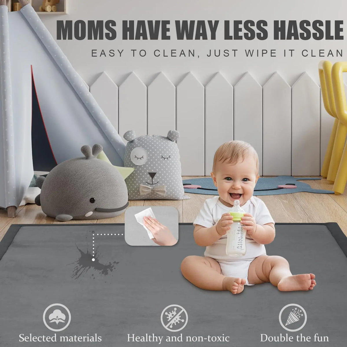PaPaMat Large Non Slip Baby Play Mat Tatami Style