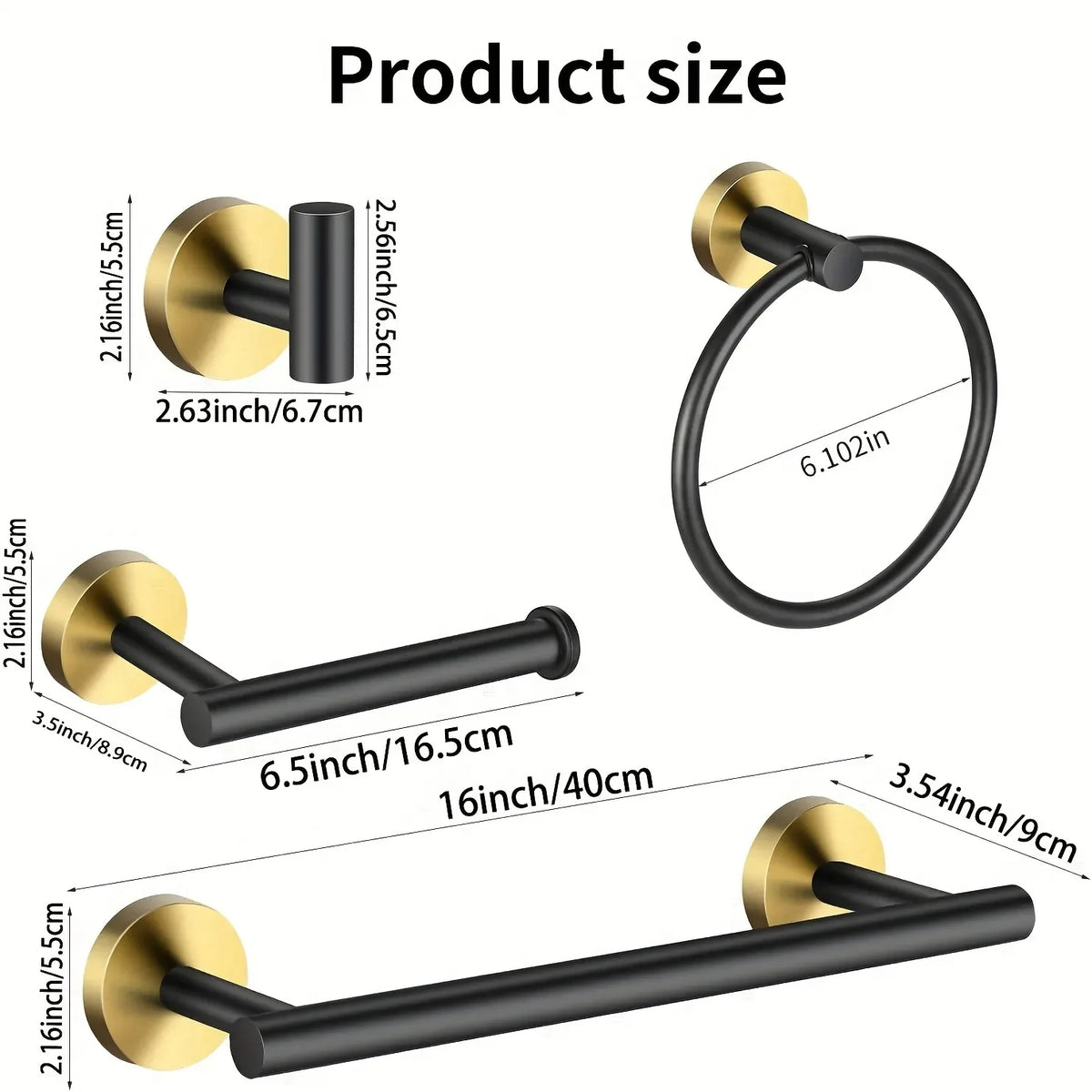 Wall Stainless Steel Bathroom Hardware Set Towel Bar Ring Holder