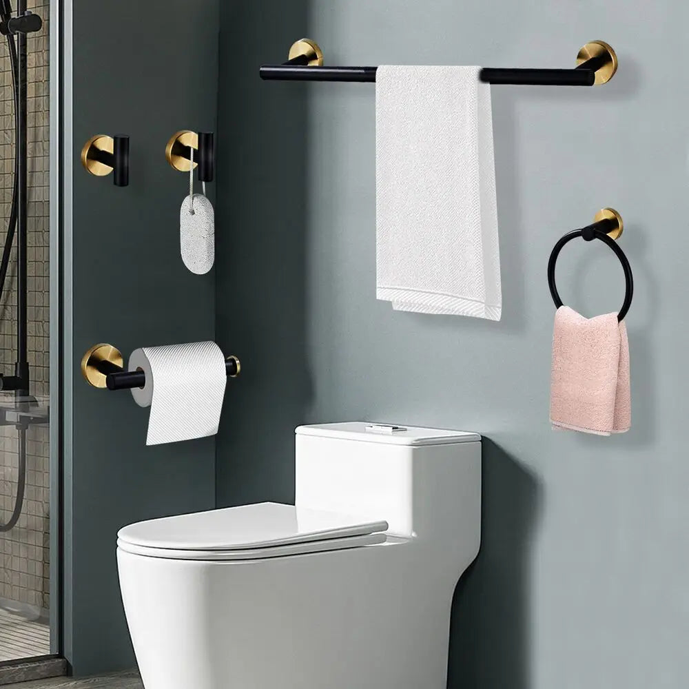 Wall Stainless Steel Bathroom Hardware Set Towel Bar Ring Holder