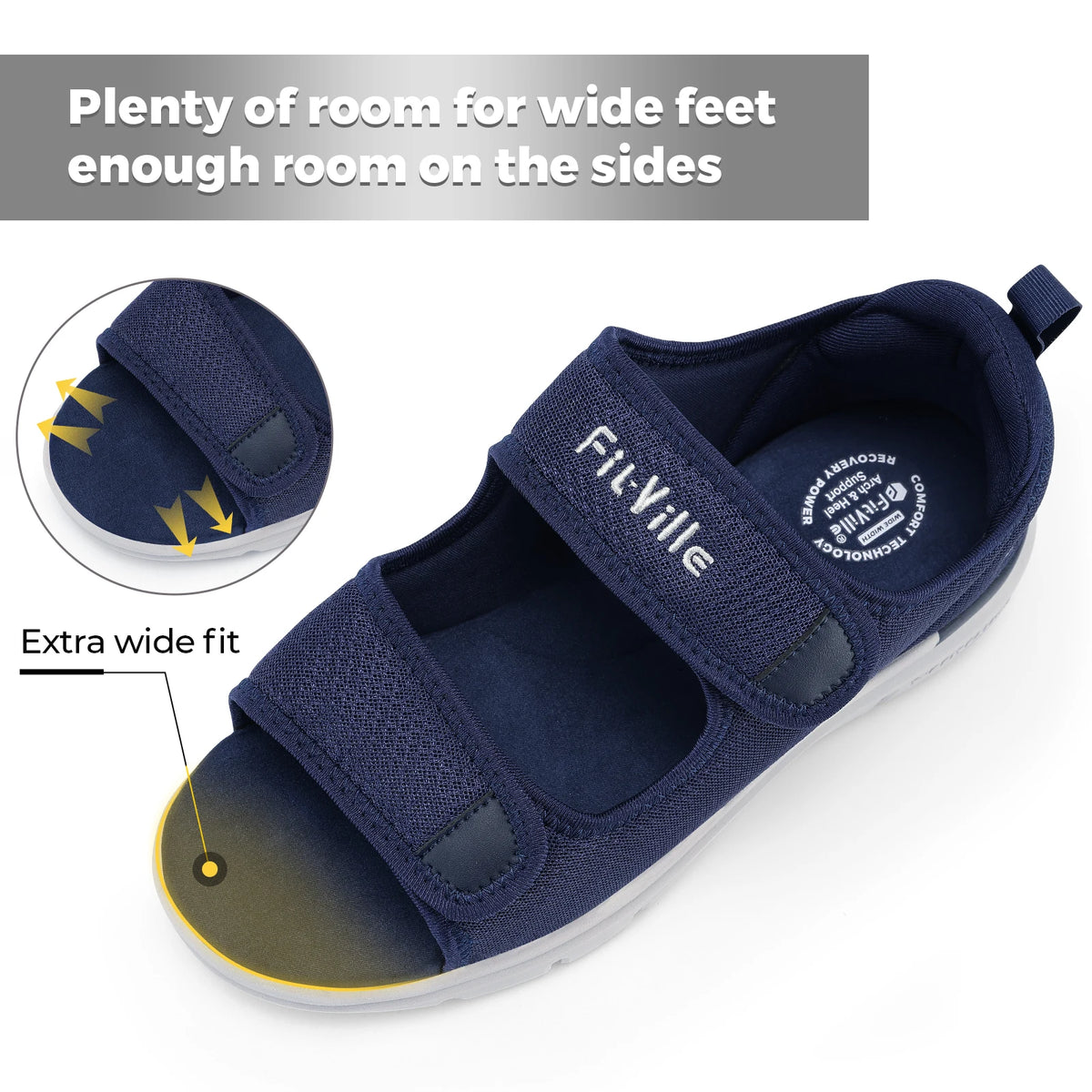 FitVille EasyTop Recovery Sandal V3 For Men Plantar Fasciitis Relief