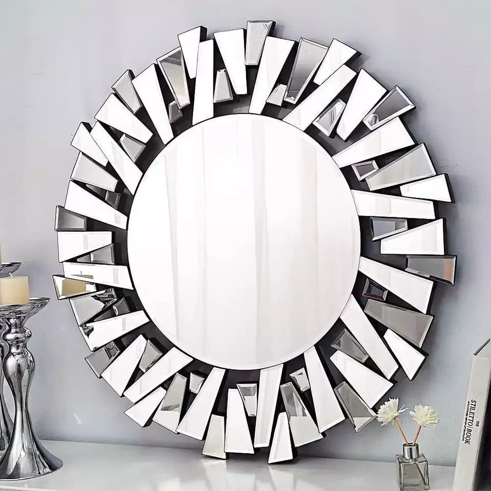 Luvodi Round Starburst Wall Mirror For Modern Home Decor