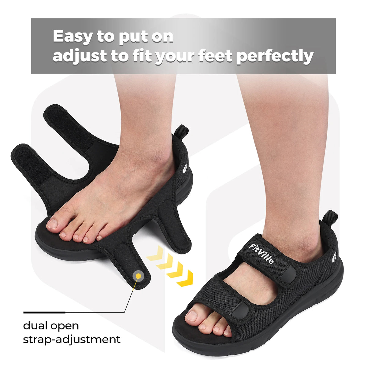 FitVille EasyTop Recovery Sandal V3 For Men Plantar Fasciitis Relief