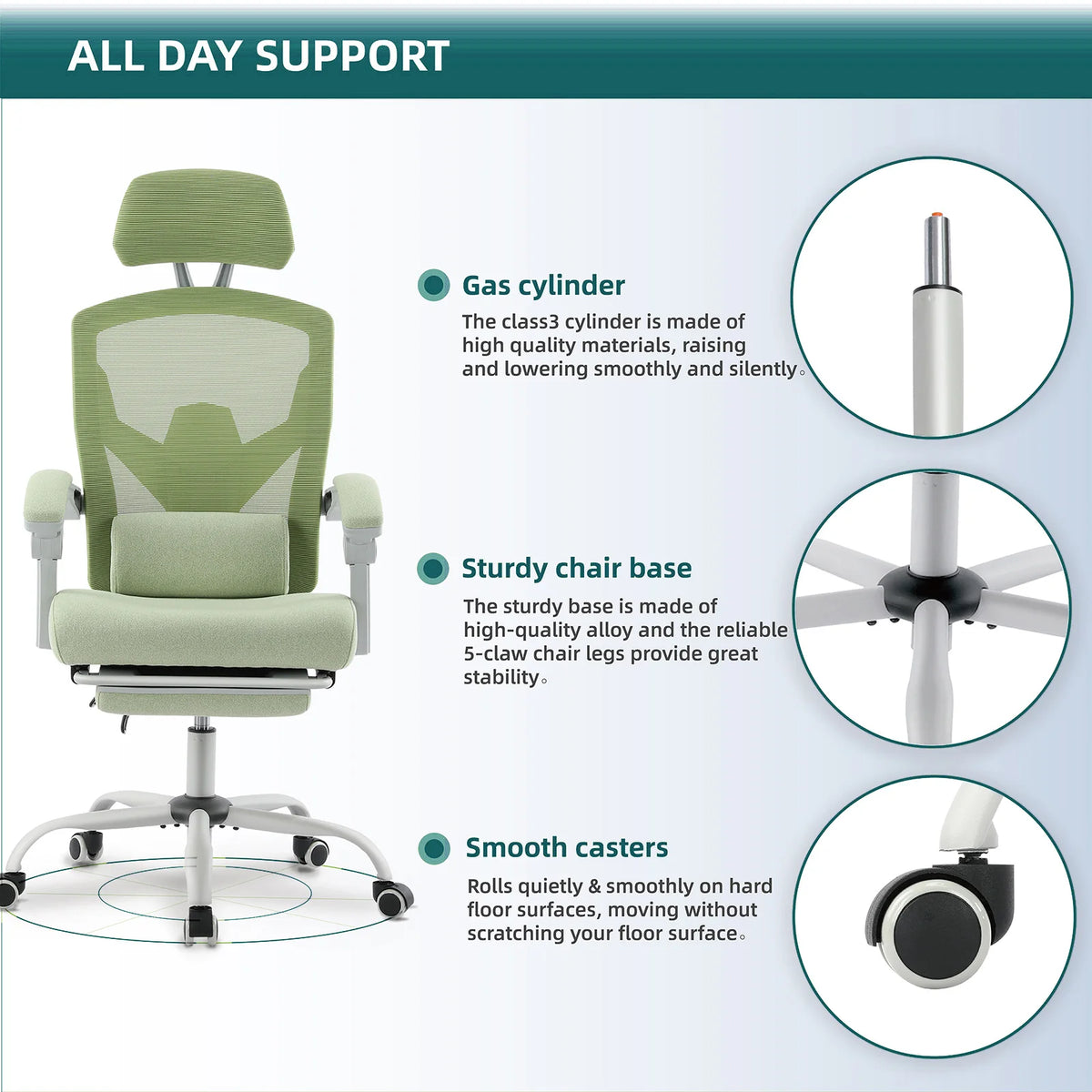 JHK Ergonomic Reclining High Back Mesh Lumbar Support Gaming Chair