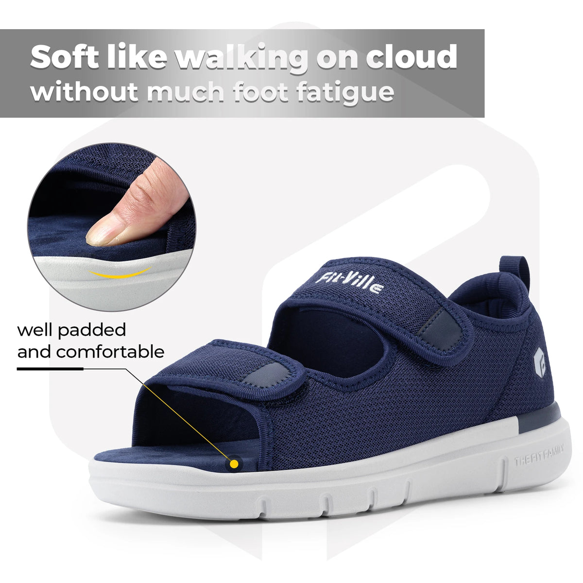FitVille EasyTop Recovery Sandal V3 For Men Plantar Fasciitis Relief